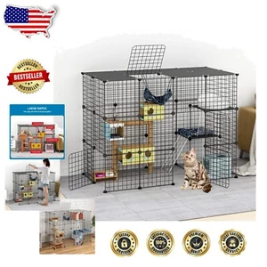Detachable Cat Playpen - Large Indoor Cage for 1-4 Cats, 55x41 Inches - Picture 1 of 9