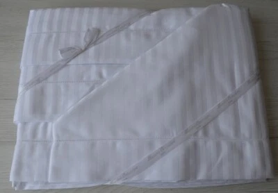 COMPLETO LENZUOLA CON ORLO A GIORNO BIANCO RIGATO ART RASO MAJOR - Immagine 1 di 3