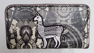 Sakroots Artist Circle Slim Bifold Snap Wallet LLAMA Black and Beige, EUC - Picture 1 of 10