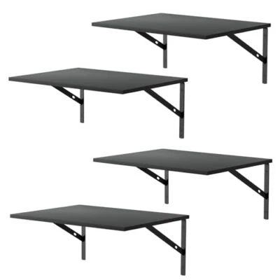 Deep Floating Wall Shelves - 4 Sets of 12 Inch Wide Wood Shelves for Black - Image 1 of 4