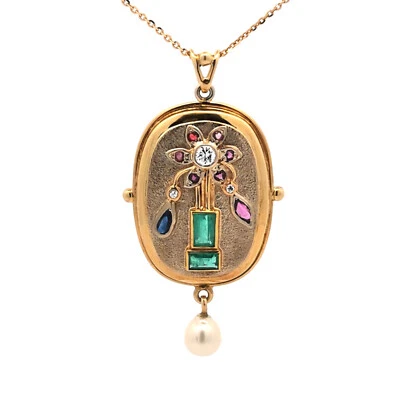 Anhänger Gold mit Brillant / Saphir / Rubin / Smaragd und Perle  [ 067709 ] - Bild 1 von 4