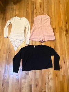 Lot - 3 American Apparel Women's Medium Pink Romper White Bodysuit Black Top USA - Picture 1 of 21