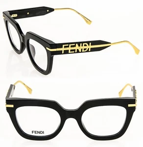 FENDI FENDIGRAPHY HOBO LOGO 50065 001 Black Eyeglass Optical Frame 50mm FE50065I