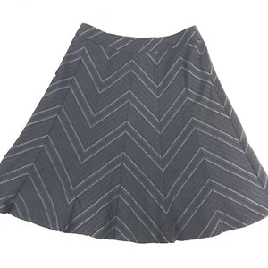MARKS & SPENCER Womens UK 12 Black w/ Gray Chevron Lines Paneled Skirt US 10 EUC - Picture 1 of 6