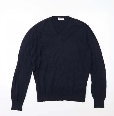 Gio Ferrari Mens Blue V-Neck Cotton Blend Jumper Size M - Image 1 of 4