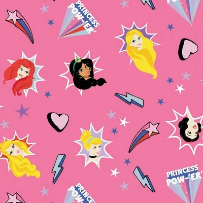 DISNEY PRINCESS POWER BY CAMELOT JASMINE RAPUNZEL GIRLS COTTON FABRIC 15"X44" - Image 1 of 2