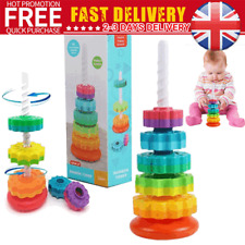 Baby Spinning Stacking Toys,ABS Plastic and Color Rainbow Design Ring Stacker