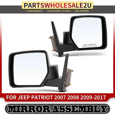 Espejo retrovisor manual negro lado conductor y pasajero para Jeep Patriot 2007 2008 2009-2017 Foto 1 de 4