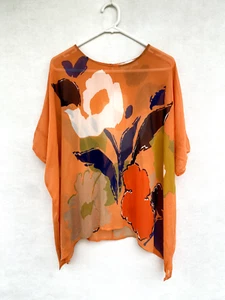 ☘️ Sportscraft Signature Silk Floral Semi Sheer Oversized Blouse Top Size S / M - Foto 1 di 6
