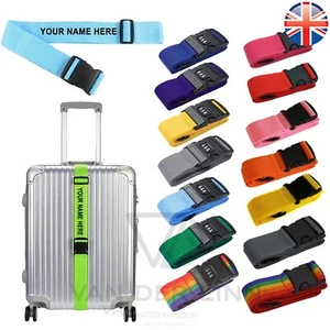 Personalised Embroidered Name Luggage Strap Strong Extra Safety Adjustable - Picture 1 of 37