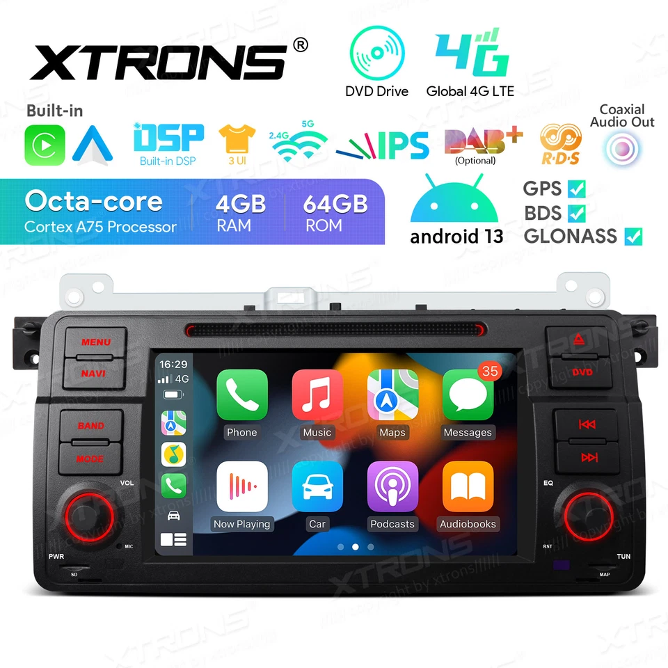 Xtrons IA7246BS | BMW 3er E46 | Android 12 | 4GB RAM | 64GB ROM