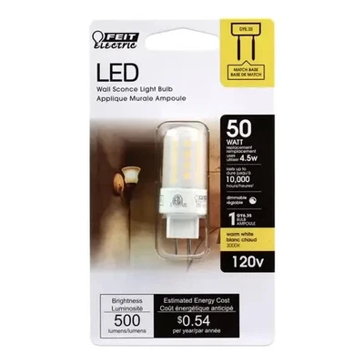Bi-Pin LED Bulb 2.3" T4 GY6.35 4.5W Warm White - Feit Electric BP50JCD/830/LED - Image 1 of 2
