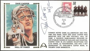 Estampilla de puerta de entrada del Salón de la Fama del fútbol americano firmada por Dave Casper Cachet Oakland Raiders - Imagen 1 de 5