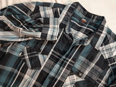 Camisa Para Hombres De Colección No Fear Talla Grande Manga Larga Verde Negra A Cuadros Abotonada Y2K Foto 1 de 4