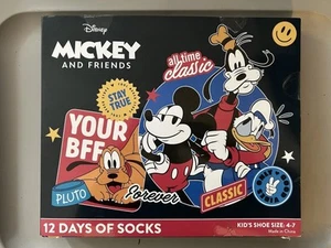 New Disney Mickey Mouse And Friends 12 Days of Socks KIDS SHOE Size 4-7 - Picture 1 of 2