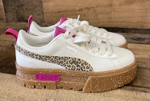 Puma Mayze LeopardCheetah Plateau Damen cremefarbene Turnschuhe Freizeit Größe 6 - Bild 1 von 11