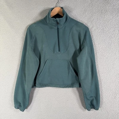 Lululemon Sweatshirt Womens 4 Green Jasper Brushed Softstreme Ribbed Half Zip - Image 1 of 4