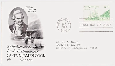 US FDC 200th Anniversary Pacific Explorations of Cpt James Cook 1978 - Image 1 of 2