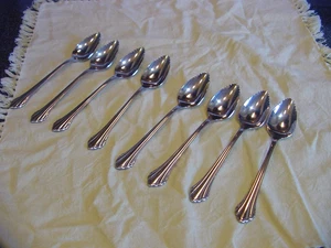 Set Of 8 Oneida Community CLARETTE Stainless GRAPE Fruit Spoons SUPER CLEAN!! - Picture 1 of 4