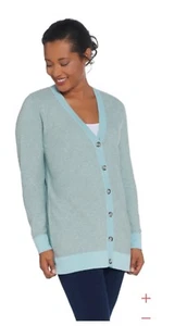 MARTHA STEWART "Saltwater Blue" LS Boyfriend Cardigan Sz S (6-8) NWOT msrp$70 - Picture 1 of 12