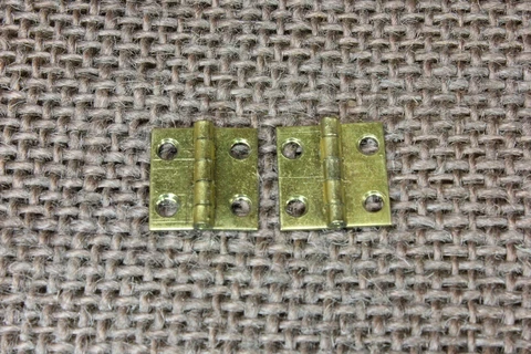 2 Old Door Butt Box Hinges Solid Brass 1/2" X 1/2” Tiny Mini Vintage USA Made Cover