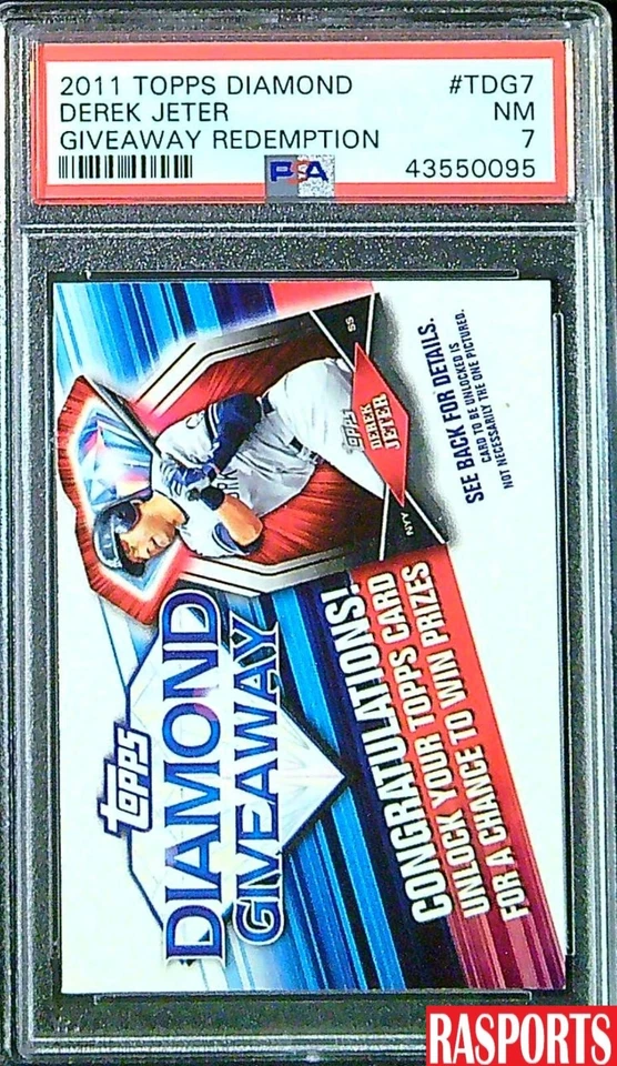 2011 DEREK JETER GIVEAWAY REDEMPTION TOPPS DIAMOND #TDG7 PSA 7 - Image 1 of 2