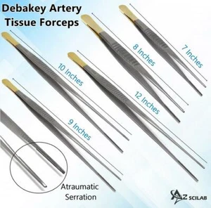 DeBakey Atraumatic Artery Forceps Clamps ENT Surgical Instruments - Picture 1 of 6