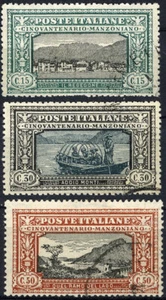 Italia 1923 500 Aniversario Muerte Manzoni Escenas de Pesca Usadas (SC# 166-168) - Imagen 1 de 1