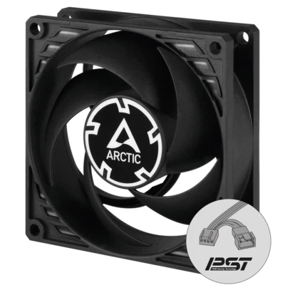 ARCTIC P8 PWM PST 80mm 8cm Black PC Case Fan 3000RPM 23CFM 12v 4-Pin + Splitter - Image 1 of 4