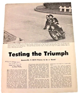 1965 Testing the Triumph T-120/R reprint by Dealership for Sales Brochure - Picture 1 of 2
