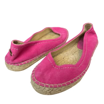 Jimmy Choo Rosa Gamuza Cuero Alpargata Planas Talla 37 Plantillas Tejidas Sin Cordones Foto 1 de 4