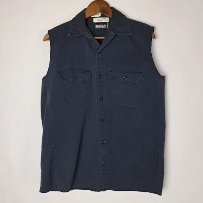Bulwark Protective Apparel Vest Mens Medium Blue Sleeveless Button Up 2 Pockets - Image 1 of 4