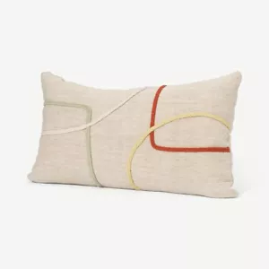 Made.com Nyle Cotton & Linen Blend Cushion, 40 x 55 cm, Beige/Multi-Colour - Picture 1 of 5