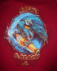 CORONA EXTRA RED 'LIFES A BEACH' T Shirt Size Large - Picture 1 of 5