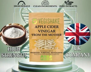 Apple Cider Vinegar Capsules Made with The Mother UK British Clean Supplements - Picture 1 of 16