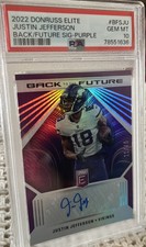 PSA 10 2022 Donruss Elite Justin Jefferson Back 2 The Future Auto PURPLE /49