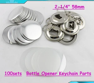 Flaschenöffner Schlüsselanhänger Teile 58 mm 2-1/4" 100 Sets Zubehör für Profi Button Maker - Bild 1 von 6