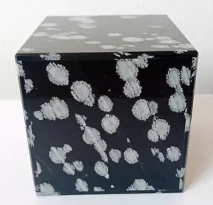 Cube Obsidienne Flocon de Neige Presse-Papier Butoir Cristal Minéral 0.75 KG - Photo 1 sur 4