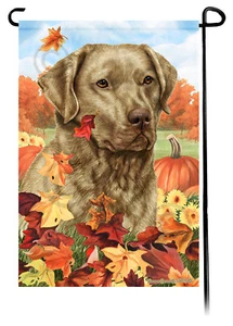 Falling Leaves Garden Flag - Dead Grass Chesapeake Bay Retriever - Picture 1 of 1