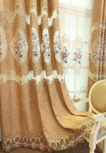 European Luxury Embroidered Sheer Curtain Chenille Cloth Curtains Deluxe 1 Piece - Picture 1 of 68