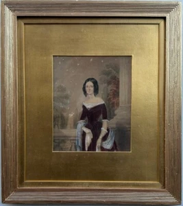 Antique Painting : Portrait of a Lady (mid-19th Century), watercolour - Picture 1 of 4