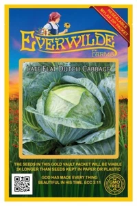500 Late Flat Dutch Cabbage Seeds - Everwilde Farms Mylar Seed Packet - Picture 1 of 3
