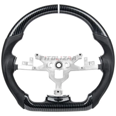 🤍Hydro Dip Carbon Fiber Steering Wheel For Chevy Corvette C6 06-11 White Lines — 第 1/4 张图片