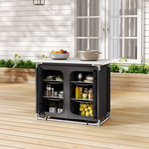 Outdoor 6 Shelf Camping Cupboard Kitchen Table Storage Unit Folding Portable - Picture 1 of 23