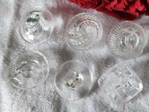 Lot of 6 antique clear glass variegated buttons 1.6 to 1.8 cm ref 2799 - Picture 1 of 5