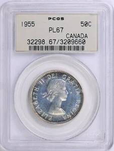 1955 Canadian Half Dollar PCGS PL67 OGH Looks Cameo NICE COIN! - Picture 1 of 4