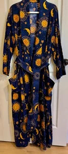 Boho spirit Stunning Moons, Stars Celestial Vibes Magical Cotton Robe Unisex - Picture 1 of 15