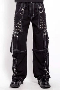 Pantalón Hombre Negro Tripp Punk Rock Estilo Gótico Pantalón con Correas Negras 100% Algodón - Imagen 1 de 4