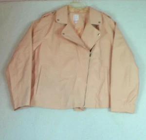 LC Lauren Conrad Moto Biker Jacket Womens 2X Pink Faux Suede Full Zip NWT - Picture 1 of 7
