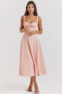 HOUSE OF CB 'Carmen' Baby Pink Bustier Sundress/Size S-US 4-6 /PA2518 - Picture 1 of 16